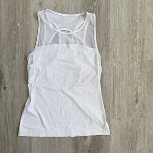 Lululemon Mesh Tank Top White Women's Size 4 Yoga Pilates EUC